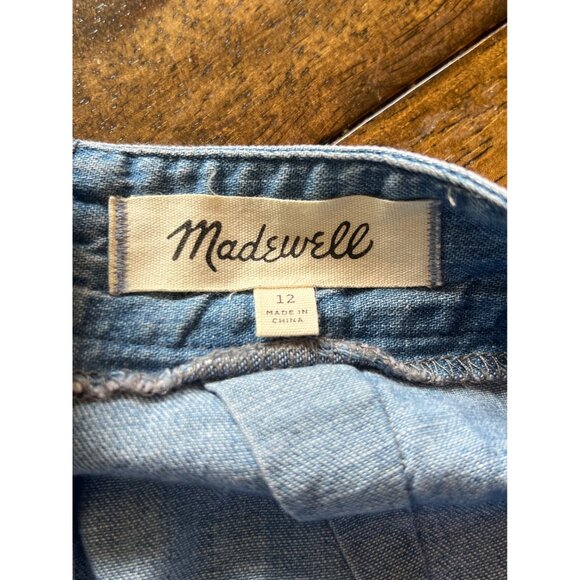 Madewell Blue Chambray Sleeveless Denim Wide Leg Romper Jumpsuit Size 12 - Picture 7 of 8